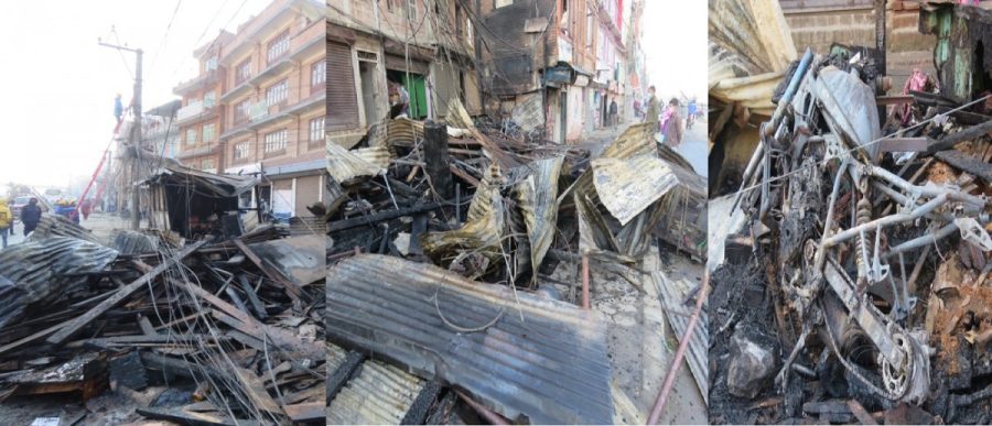 भक्तपुरको एक टहरामा आगलागी, चार पसलमा क्षति