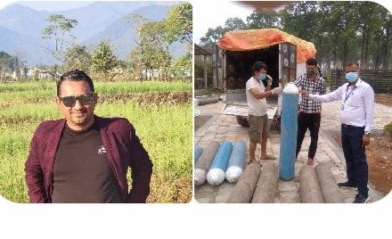 वडाध्यक्ष श्रेष्ठद्वारा मध्यविन्दु जिल्ला अस्पतालमा १५ रिफिल अक्सिजन सिलिन्डर हस्तान्तरण